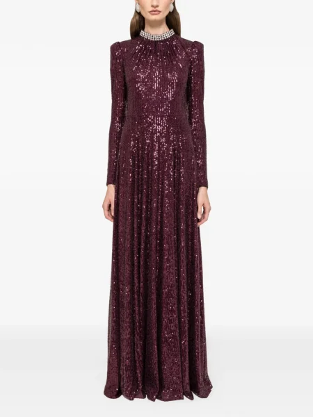 Rochie maxi Nissa cu paiete de costum roșu