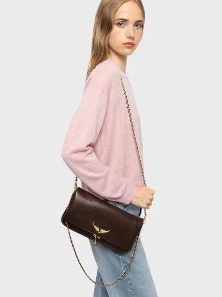 Шкіряний клатч Zadig&voltaire коричневий