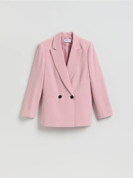 Reserved Двобортний блейзер пастельний рожевий