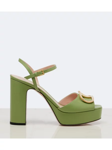 Sandale Valentino Garavani din piele cu platformă verde