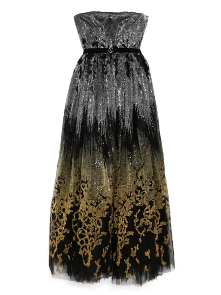 Rochie maxi Saiid Kobeisy cu broderie de costum negru