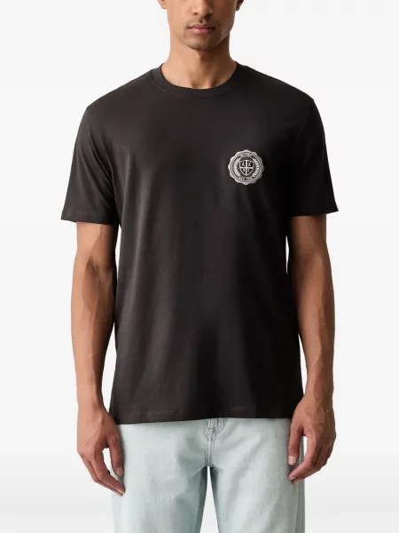 Scurt tricou Armani Exchange cu autograf maro