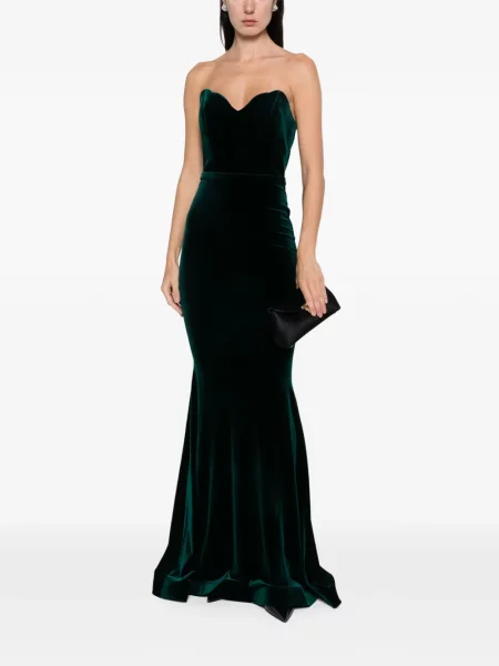 Rochie maxi Cristallini de catifea de costum verde