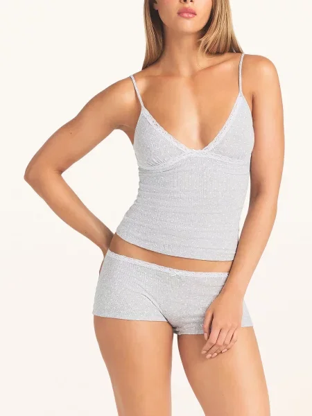 Skims Pyžamo Typu Shorty Lightweight Cotton light heather grey p šedé