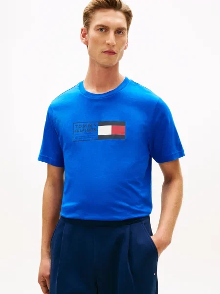 TOMMY HILFIGER Tricou BRAND LOVE albastru / bleumarin / roșu alb