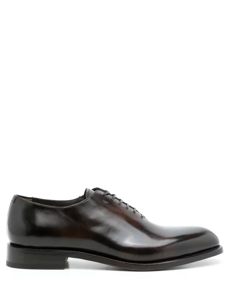 Brogues Ferragamo cu șireturi din piele maro