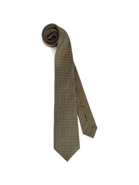 Cravată Kiton de mătase cu imprimeu geometric galben