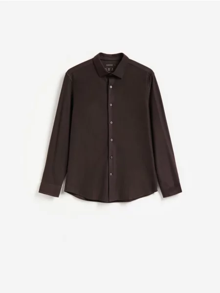 Reserved Cămașă simplă slim fit maro-închis maro