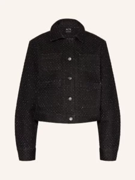 Armani Exchange Kurtka Dżinsowa Z Kamieniami Ozdobnymi schwarz czarna