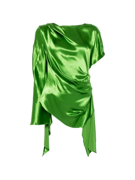 Bluză Erika Cavallini asimetrică drapată verde