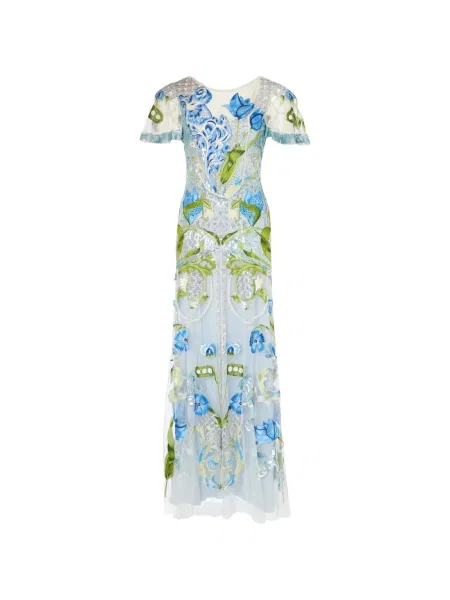 Rochie Temperley London cu paiete cu model floral albastru