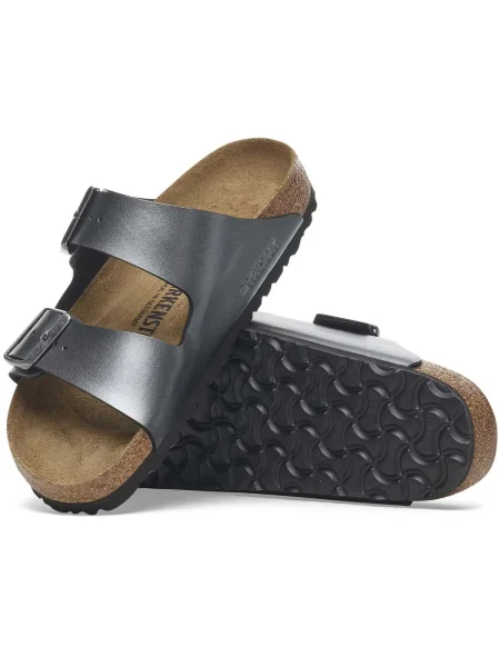 Šľapky BIRKENSTOCK Arizona BF Narrow metallic black sivá