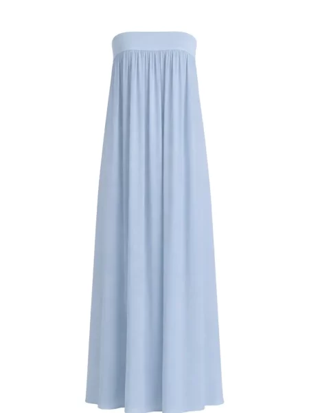 Rochie maxi Reformation drapată fără bretele albastru