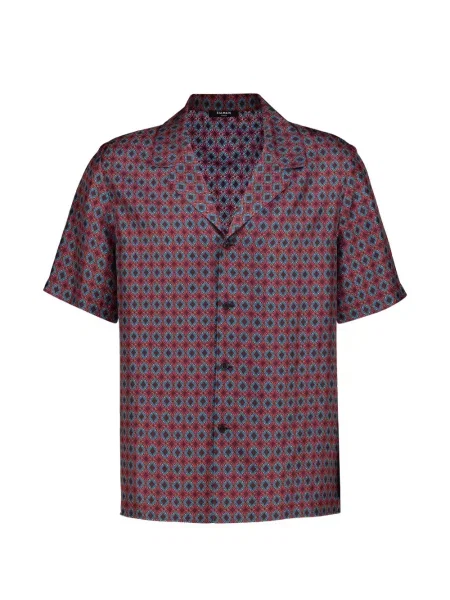 Cămașă Balmain de mătase cu imagine cu imprimeu geometric roșu