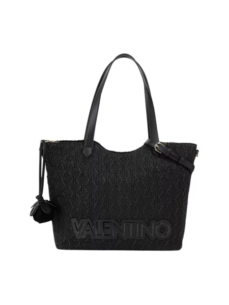 Lniana torebka Valentino By Mario Valentino czarna
