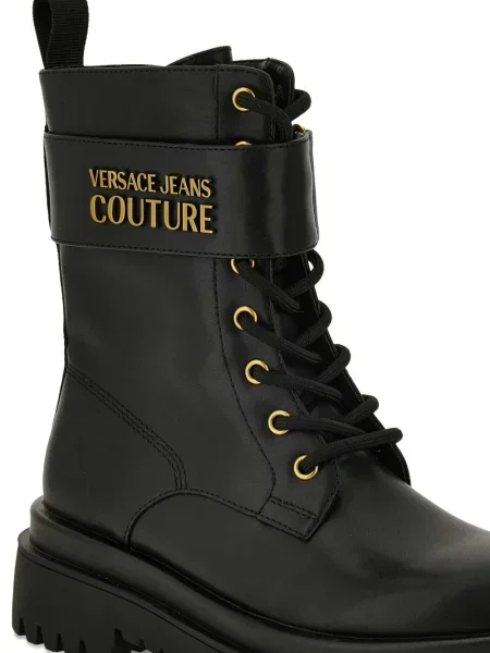Botine Versace Jeans Couture cu șireturi din dantelă negru