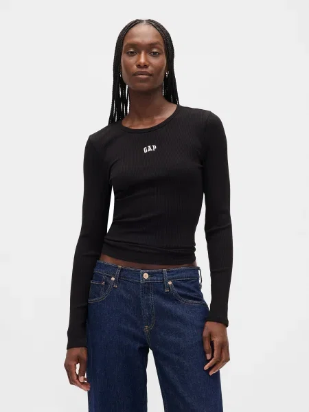 T-shirt GAP Ribbed Logo T-Shirt Black XS czarna