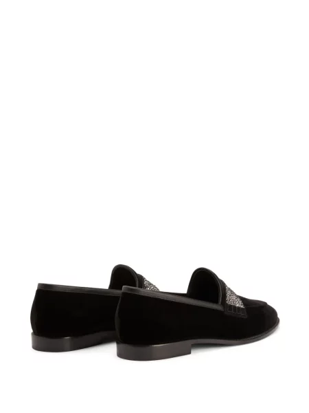 Stras pantofi loafer Giuseppe Zanotti de catifea negru