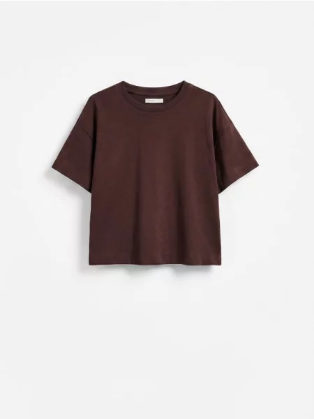 Reserved Tricou din tricotat cu adaos de maro-închis maro