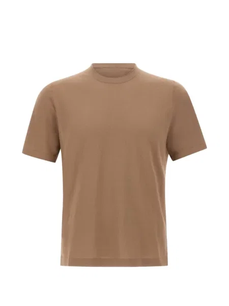 Tricou Kangra tricotate cu decolteu rotund cu nervuri maro
