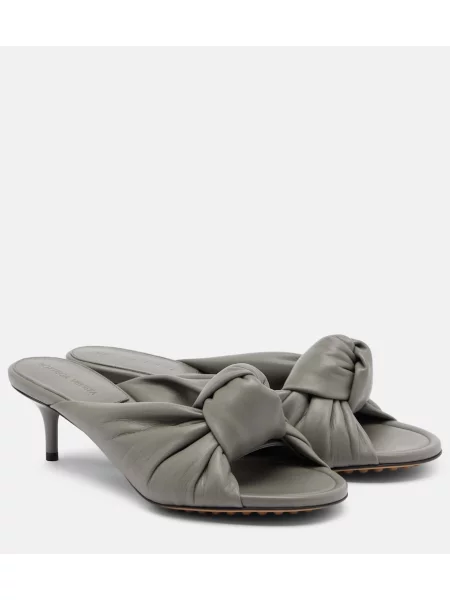 Papuci tip mules Bottega Veneta din piele gri