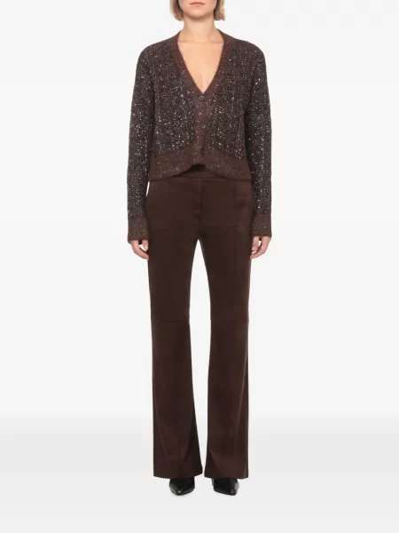 Cardigan D.exterior cu paiete tricotate maro