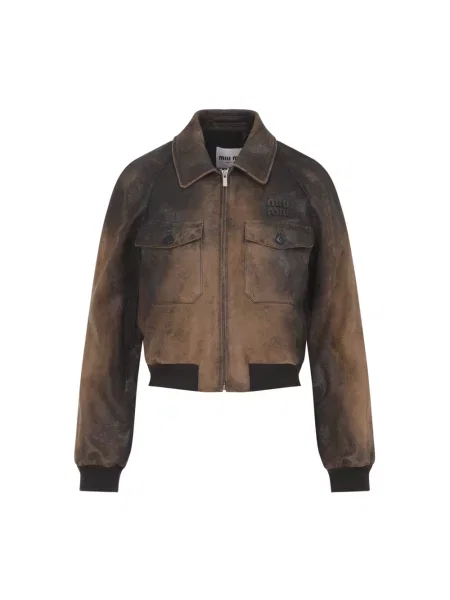 Wielobarwność kurtka skórzana Miu Miu