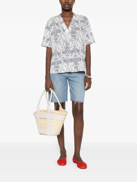 Top Marc O'polo cu model floral cu imagine scurt alb