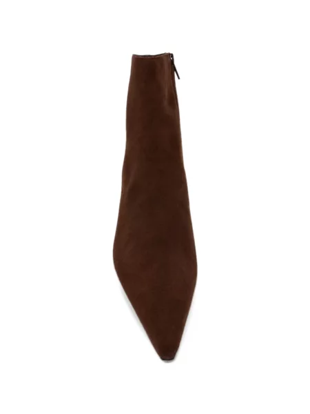Cizme scurte Festa Milano din piele de căprioară cu pană maro