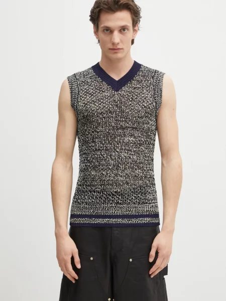 Wales Bonner kamizelka Shade Knit granatowy