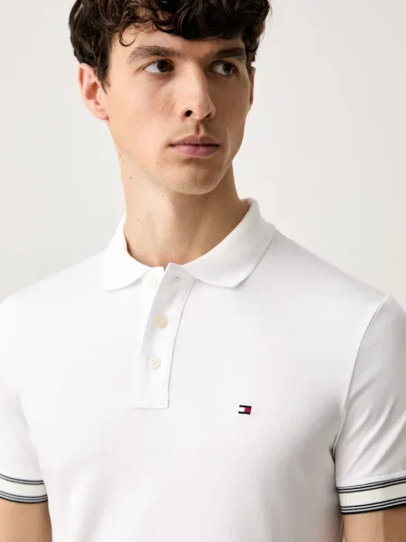 Tommy Hilfiger тениска с яка мъжка от бяло
