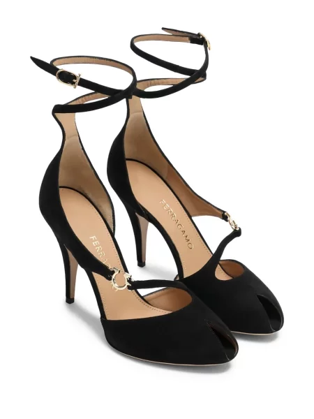 Pantofi cu toc Ferragamo cu bretele negru
