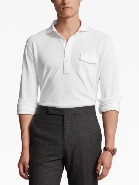 Lung cămașă Polo Ralph Lauren în carouri cu glugă alb