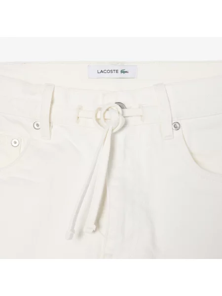 Lacoste Denimowe Szorty Wide Leg białe