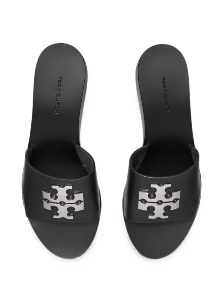 Sandale Tory Burch cu pană cu autograf negru