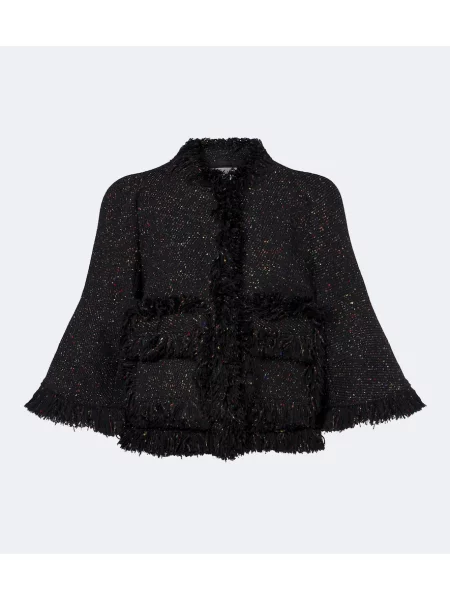 Geacă Sacai cu franjuri de lână negru