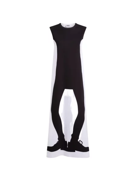 Rochie maxi Moschino fără mâneci cu imagine alb