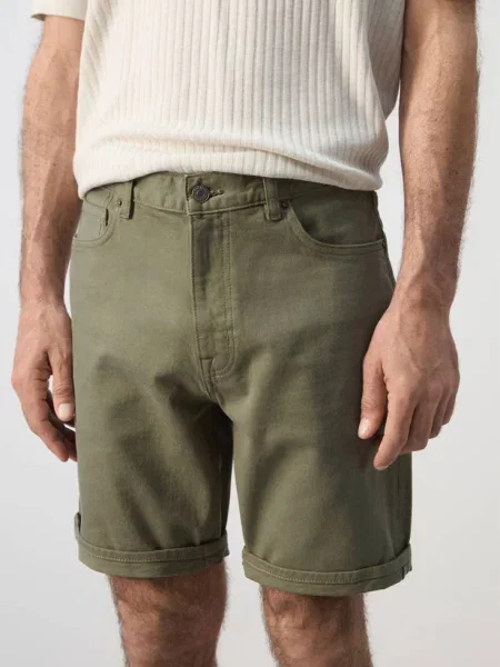 Bermudy dżinsowe slim fit khaki Mężczyzna 44 MANGO MAN