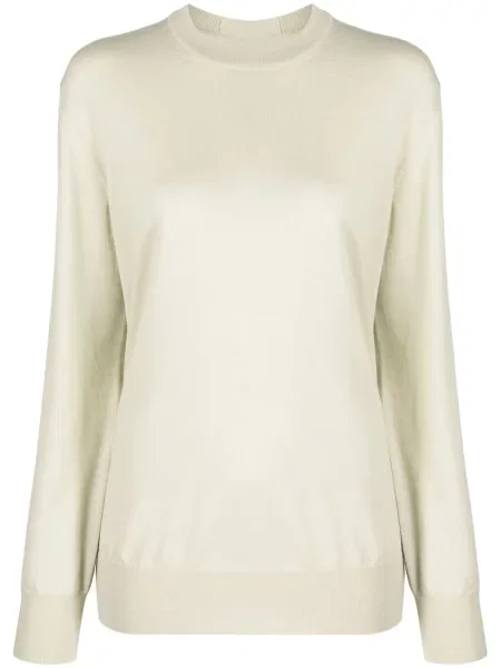 Pulover Jil Sander de lână cu decolteu rotund verde