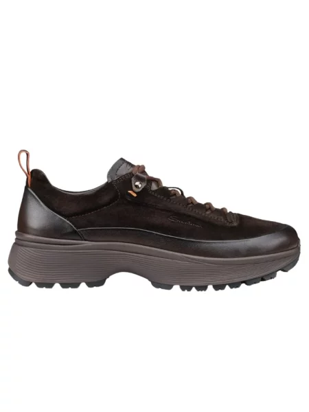 Sneakersy Santoni skórzane brązowe