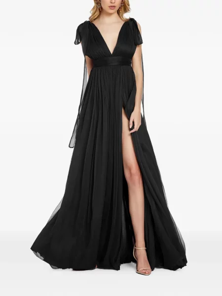 Rochie maxi Framboise cu decolteu în V de costum negru
