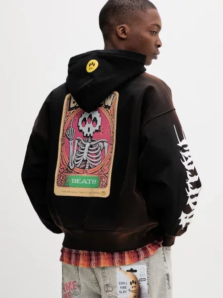 Barrow pulover s kapuco bombažen črna