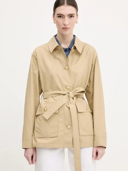 Tommy Hilfiger kurtka zielony przejściowa beżowa