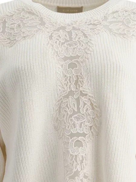 Pulover Elie Saab din dantelă alb