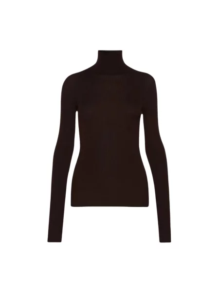 Sweter z golfem Sportmax wełniany brązowy
