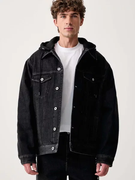 Karl Lagerfeld Jeans geacă de blugi pentru bărbați x Pietro Terzini negru