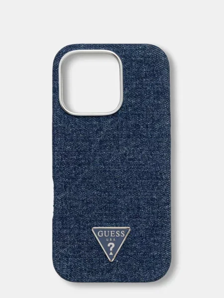 Guess etui za telefon jeans iPhone 16 Pro modra