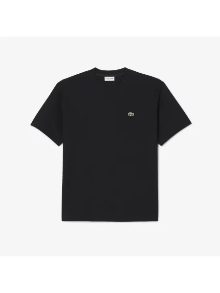 Lacoste T-Shirt Z Grubego Dzerseju Bawelnianego czarny