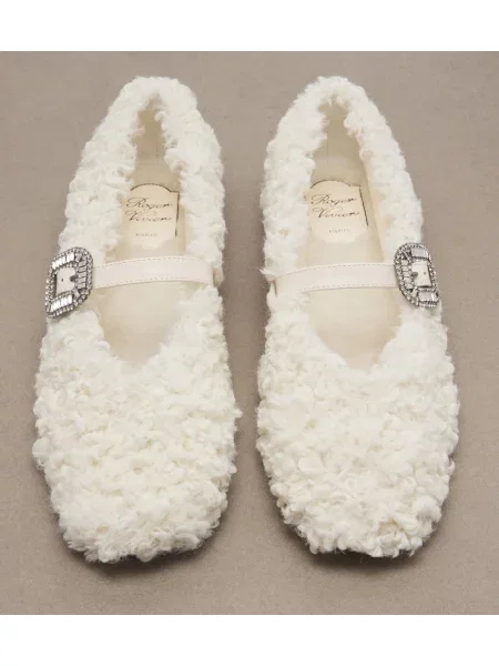 Pantofi cu toc Roger Vivier din piele de oaie alb