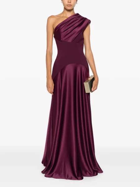 Rochie maxi Solace London drapată cu un umăr gol violet